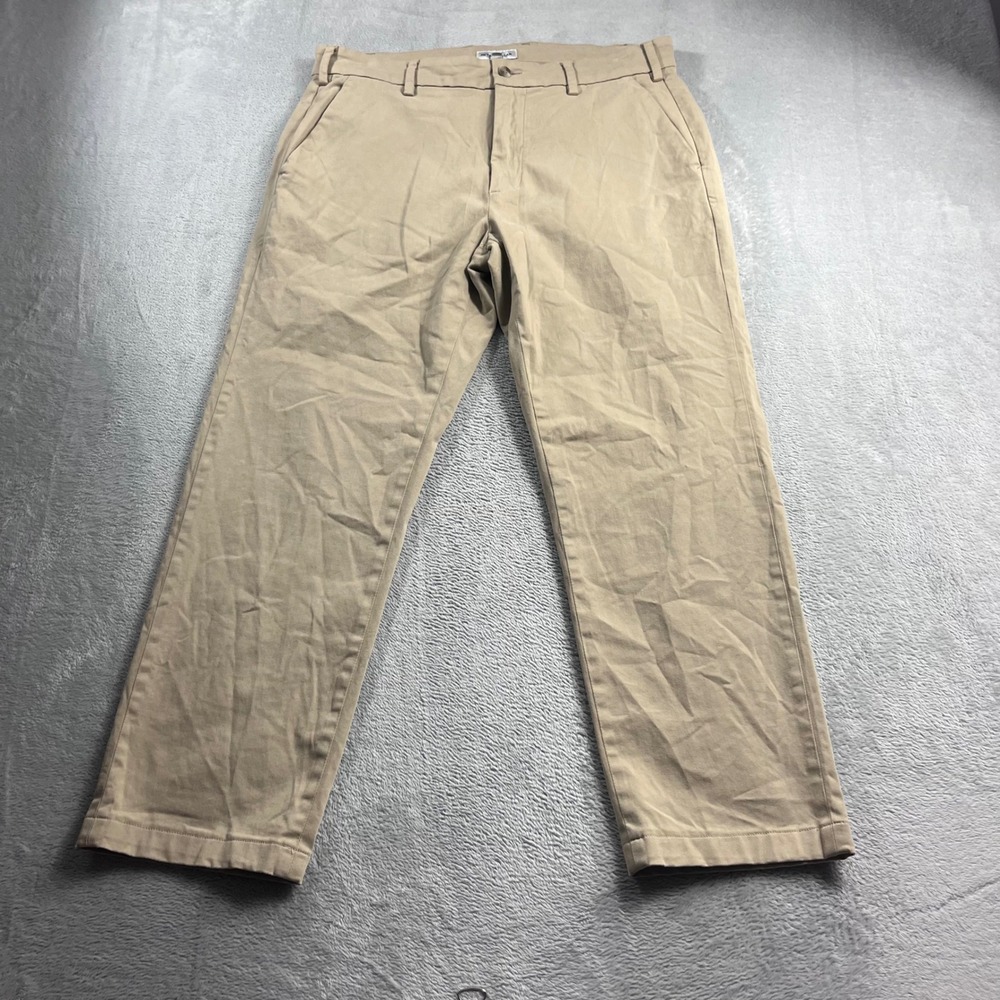 Peter Millar Signature Sateen Classic Fit Khaki Pants Mens 33/32 Tan Stretch